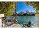 Private dock with seating area and stunning lake views at 10147 E Topaz Dr, Scottsdale, AZ 85258