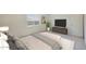 Spacious bedroom with window, neutral decor, and a bench at the foot of the bed at 1344 W Inca Dr, Coolidge, AZ 85128