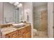 Spa-like bathroom featuring a contemporary sink, granite countertop, and a shower at 26475 N 106Th Way, Scottsdale, AZ 85255