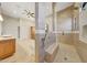 Spa-like Primary bathroom with walk-in shower, soaking tub, and dual sinks at 26475 N 106Th Way, Scottsdale, AZ 85255