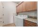 Convenient laundry room with washer, dryer, and cabinets at 14815 N Fountain Hills Blvd # 201, Fountain Hills, AZ 85268