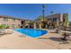 Relaxing pool area with pergola and tables at 14815 N Fountain Hills Blvd # 201, Fountain Hills, AZ 85268