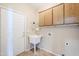 Laundry room with sink, cabinets and door at 11360 E Keats Ave # 78, Mesa, AZ 85209