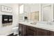 Bathroom with granite countertop, double sinks, and a shower at 2827 E Bellerive Dr, Gilbert, AZ 85298