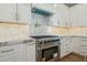 Modern kitchen features stainless steel range and designer backsplash at 9626 N 17Th Pl, Phoenix, AZ 85020