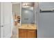 Small bathroom with wood vanity and single sink at 1036 E Oak Rd, San Tan Valley, AZ 85140