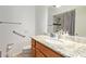 Bathroom with granite vanity, single sink, and shower at 11030 W Pleasant Valley W Rd, Sun City, AZ 85351
