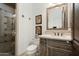 Small bathroom with a vanity and shower at 15402 E Crested Butte Trl, Fountain Hills, AZ 85268