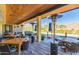 Outdoor dining area with patio heaters and mountain views at 20771 W Windsor Blvd, Buckeye, AZ 85396