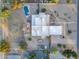 Overhead view of house, pool, and surrounding landscape at 20918 E Orchard Ln, Queen Creek, AZ 85142