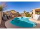 Inviting kidney shaped pool in backyard at 28452 N Crimm Rd, San Tan Valley, AZ 85143