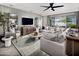 Modern kitchen with white cabinets, island, and stainless steel appliances at 1304 W Golden Ore Pass, Apache Junction, AZ 85120