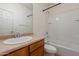 Clean bathroom with single sink vanity and bathtub at 23028 N 178Th Ln, Surprise, AZ 85387