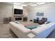 Living room with coffered ceiling, fireplace and sectional sofa at 23886 N 81St Dr, Peoria, AZ 85383