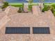 Aerial view of house showcasing roof with solar panels at 3731 E Halifax Cir, Mesa, AZ 85205