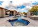 Hexagonal spa and large rectangular pool with water feature at 4119 S Las Villa Way, Gold Canyon, AZ 85118