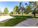 Community park with grassy areas, trees, and a volleyball court at 4233 E Colonial Dr, Chandler, AZ 85249
