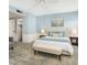 Cozy bedroom featuring blue walls, stylish decor, carpet flooring, and ample natural light at 10314 W Manzanita Dr, Sun City, AZ 85373