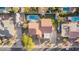 Expansive aerial view of a single-Gathering home highlighting a large swimming pool, driveway with RV, and well-maintained landscaping at 3457 E Ellis St, Mesa, AZ 85213