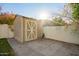 This backyard shed provides extra storage space for tools, and yard equipment at 3457 E Ellis St, Mesa, AZ 85213