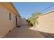 Side yard with wall and small palm tree at 10529 W Pineaire Dr, Sun City, AZ 85351