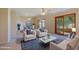 Bright living room with comfortable seating and access to a patio at 10529 W Pineaire Dr, Sun City, AZ 85351