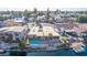 Aerial view showcasing a single-story home with a pool and private dock at 1412 E Commodore Pl, Tempe, AZ 85283