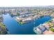 Wide aerial view of a waterfront property and neighborhood at 1412 E Commodore Pl, Tempe, AZ 85283