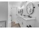 Modern bathroom with double vanity and walk-in shower at 14236 E Ranch Rd, Scottsdale, AZ 85262