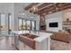 Copper farmhouse sink in a large kitchen island at 14236 E Ranch Rd, Scottsdale, AZ 85262
