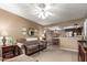 Open living room with view into kitchen at 1720 E Thunderbird Rd # 2059, Phoenix, AZ 85022