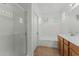Main bathroom with double vanity and shower at 21150 W Prospector Way, Buckeye, AZ 85396