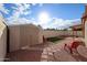 Backyard with storage shed, patio, and artificial turf at 8749 E Willetta St, Scottsdale, AZ 85257