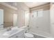 Cozy bathroom with a shower and tub combo, a white vanity, and a window for natural light at 1449 W Mohawk Ln, Phoenix, AZ 85027