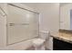 Bathroom with shower/tub combo and granite vanity at 17606 N 17Th Pl # 1021, Phoenix, AZ 85022