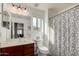 Clean bathroom with a shower/tub combo and updated vanity at 2838 E Shady Spring Trl, Phoenix, AZ 85024