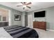 Spacious bedroom with a large TV, dresser, and ensuite bathroom access at 31310 N 26Th Dr, Phoenix, AZ 85085