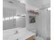 Clean bathroom with a large mirror, shower, and updated vanity at 4529 E Coyote Wash Dr, Cave Creek, AZ 85331