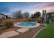 Landscaped backyard with pool and patio at 3457 E Virgil Dr, Gilbert, AZ 85298