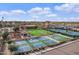 Aerial view of community sports courts including pickleball, basketball, and tennis at 3457 E Virgil Dr, Gilbert, AZ 85298