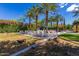 Community lounge area with palm trees and chaise lounges at 36709 N Stoneware Dr, San Tan Valley, AZ 85140