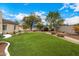 Landscaped backyard with artificial turf and desert plants at 9655 N 130Th St, Scottsdale, AZ 85259