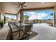 Spacious patio with dining table and mountain view at 9655 N 130Th St, Scottsdale, AZ 85259