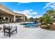 Resort-style pool and spa with outdoor seating and mountain views at 9655 N 130Th St, Scottsdale, AZ 85259