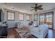 Bright living room with hardwood floors, comfortable seating, and a view at 10712 E Greythorn Dr, Scottsdale, AZ 85262