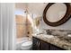 Bathroom with shower/tub combo and granite vanity at 24029 N 76Th Pl, Scottsdale, AZ 85255