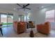 Living room with orange couches and access to backyard at 6909 N 71St Dr, Glendale, AZ 85303