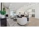 Spacious living room with a view of the pool and modern furniture at 9031 N 83Rd Way, Scottsdale, AZ 85258