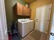 Laundry room with washer, dryer, and overhead cabinets at 44152 W Pioneer Rd, Maricopa, AZ 85139