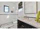 Clean bathroom with walk-in shower and marble vanity at 5989 E Sapphire Ln, Paradise Valley, AZ 85253